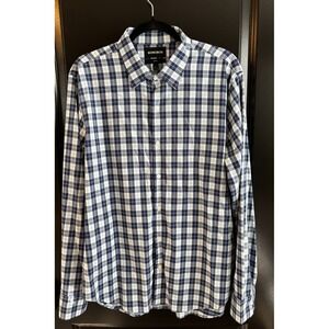 Bonobos Mens Slim Fit Long Sleeve Button Up Shirt Blue Plaid Lightweight‎ Large